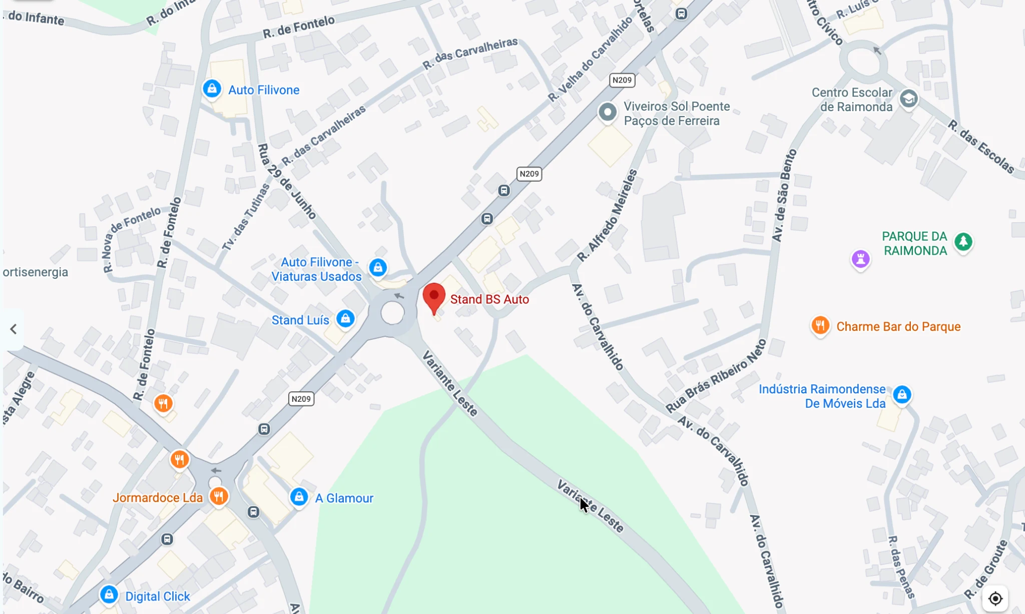 Mapa com a localização de Stand BS AUTO em Raimonda, Paços de Ferreira